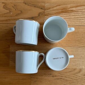 Tiffany & Co. White Mugs with Gold Accents set of 4
